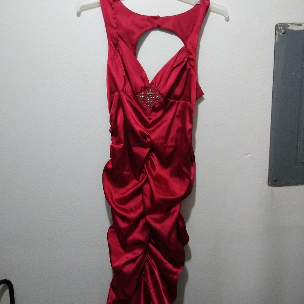 Red evening gown formal bridesmaids dress